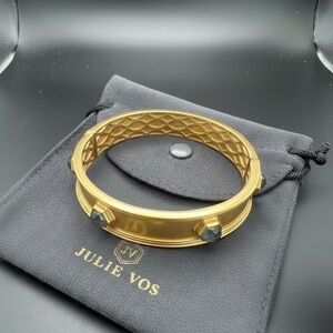 Julie Vos /Retired bangle hinged bracelet with iridescent glass stones NWOT